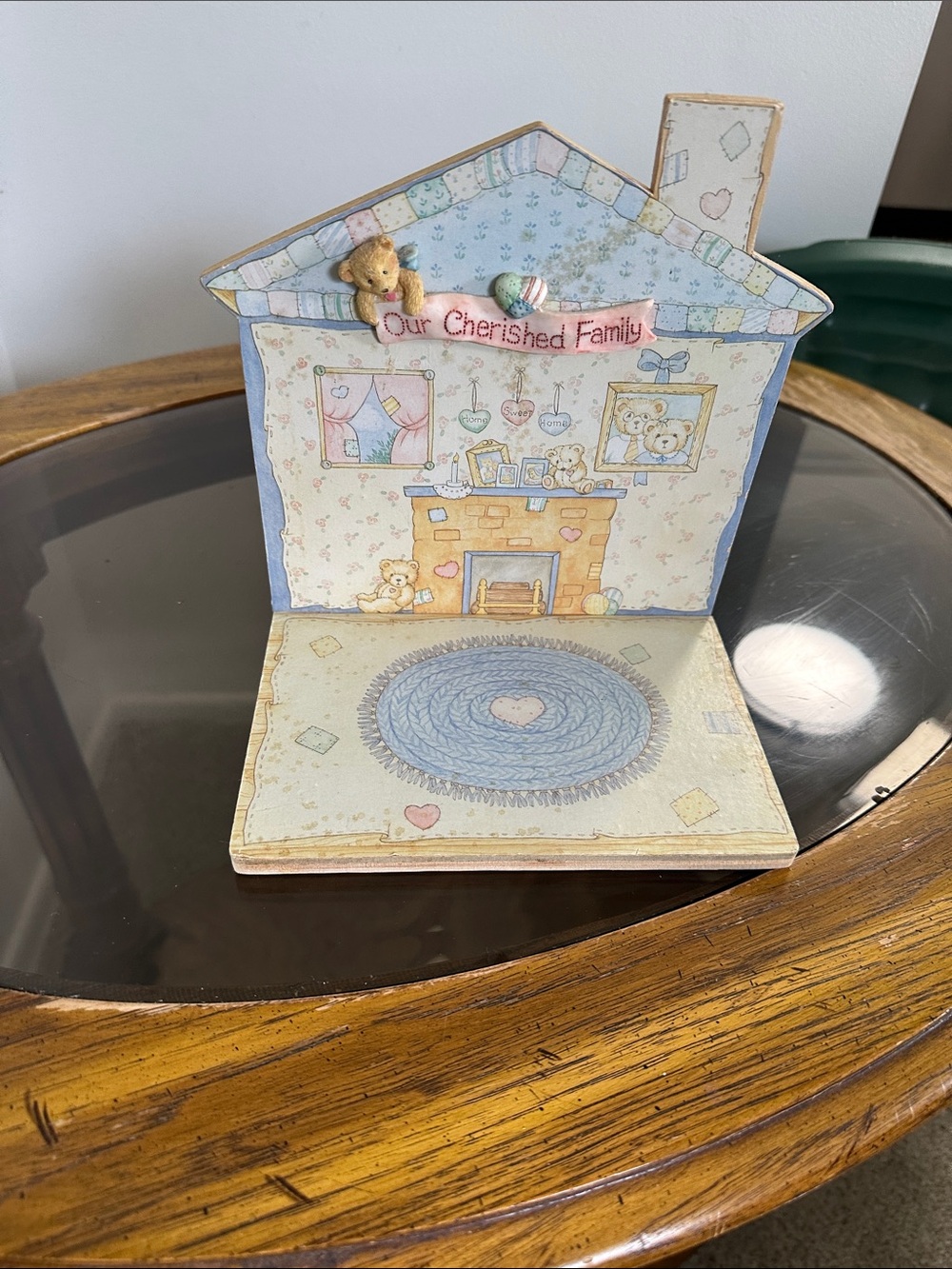 Cherished Teddies Pastel Blue and Cream Miniature Pop-Up Home